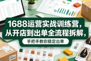 1688运营实战训练营，从开店到出单全流程拆解，手把手教你稳定出单（更新0620）
