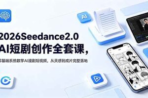（18958期）2026Seedance2.0AI短剧创作全套课，零基础系统教学AI漫剧短视频，从灵感到成片完整落地