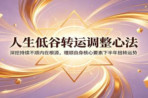 人生低谷转运调整心法：深挖持续不顺内在根源，理顺自身核心要素下半年扭转运势