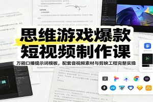 思维游戏爆款短视频制作课：万能口播提示词模板，配套音视频素材与剪映工程完整实操