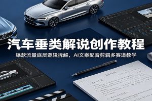 汽车垂类解说创作教程：爆款流量底层逻辑拆解，AI文案配音剪辑多赛道教学