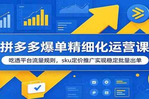 拼多多爆单精细化运营课：吃透平台流量规则，sku定价推广实现稳定批量出单