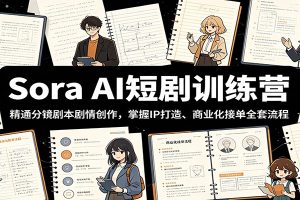 Sora AI短剧训练营：精通分镜剧本剧情创作，掌握IP打造、商业化接单全套流程