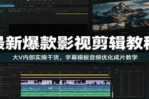 最新爆款影视剪辑教程：大V内部实操干货，字幕模板音频优化成片教学