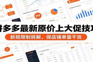 拼多多最新原价上大促技巧：新规限制拆解，保店铺单量干货
