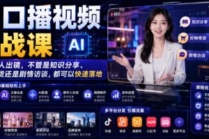 AI口播视频实战课，不用真人出镜，不管是知识分享、好物带货还是剧情访谈，都可以快速落地