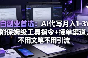 小白副业首选：AI代写月入1-3W，附保姆级工具指令+接单渠道，不用文笔不用引流【揭秘】