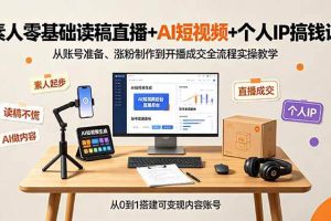 （19232期）素人零基础读稿直播+AI短视频+个人IP搞钱课，从账号准备、涨粉制作到开播成交全流程实操教学