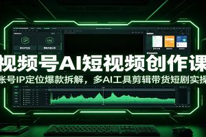 视频号AI短视频创作课：账号IP定位爆款拆解，多AI工具剪辑带货短剧实操
