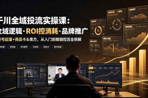 （19249期）千川全域投流实操课：全域逻辑·ROI控消耗·品牌推广｜新号起量+商品卡&乘方，从入门到精细控流全拆解