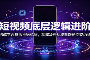 短视频底层逻辑进阶：拆解平台算法推送机制，掌握冷启动权重涨粉变现内核