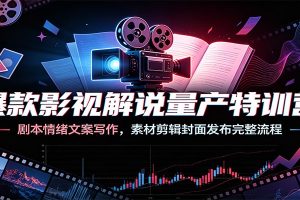 爆款影视解说量产特训营：剧本情绪文案写作，素材剪辑封面发布完整流程