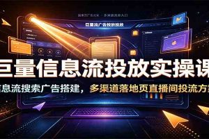 巨量信息流投放实操课：信息流搜索广告搭建，多渠道落地页直播间投流方案