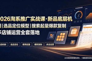 （19272期）2026淘系推广实战课·新品底层机制｜选品定位模型｜搜索起量爆款复制多店铺运营全套落地教程