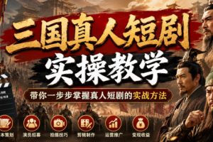 三国真人短剧实操教学，带你一步步掌握真人短剧的实战方法