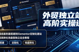 外贸独立站高阶实操课｜从域名服务器搭建到Elementor定制化建站，打造高转化询盘型独立站全教程