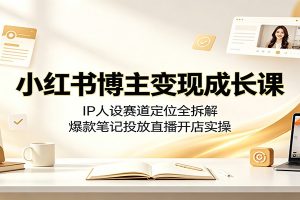 小红书博主变现成长课：IP人设赛道定位全拆解，爆款笔记投放直播开店实操