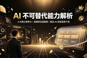 （19344期）付费文章：AI 不可替代能力解析▸八大核心竞争力｜自媒体实战案例｜跳出 AI 信息茧房干货