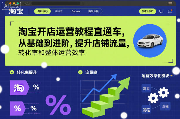 淘宝开店运营教程直通车,从基础到进阶,提升店铺流量,转化率和整体运营效率(更新26年07月11日)