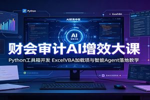 财会审计AI增效大课：Python工具箱开发，ExcelVBA加载项与智能Agent落地教学