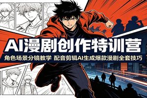 AI漫剧创作特训营：角色场景分镜教学，配音剪辑AI生成爆款漫剧全套技巧