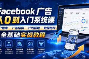 Facebook广告新手从0到入门系统课｜开户指南・广告结构・计划搭建・数据指标全基础实战教程