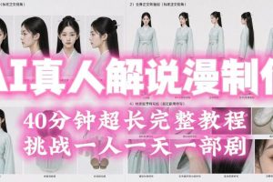 2026年AI真人解说漫剧自动批量化制作教程，40分钟超长完整，自动批量化制作，挑战一人一天一部剧！