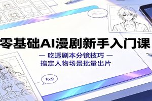 零基础AI漫剧新手入门课：吃透剧本分镜技巧，搞定人物场景批量出片