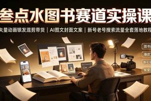 （19613期）叁点水图书赛道实操课｜矢量动画银发混剪带货，AI图文封面文案，新号老号搜索流量全套落地教程