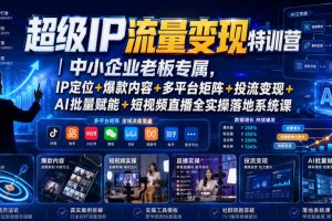 超级IP流量变现特训营｜中小企业老板专属，IP定位+爆款内容+多平台矩阵+投流变现+AI批量赋能+短视频直播全实操落地系统课