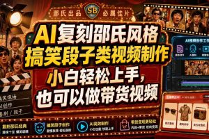 AI复刻邵氏风格搞笑段子类视频制作，小白轻松上手，也可以做带货视频