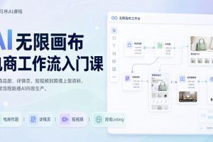AI无限画布电商工作流入门课，从电商图片、详情页、带货视频到TK亚马逊产品上架模板实战,一套课程搞定