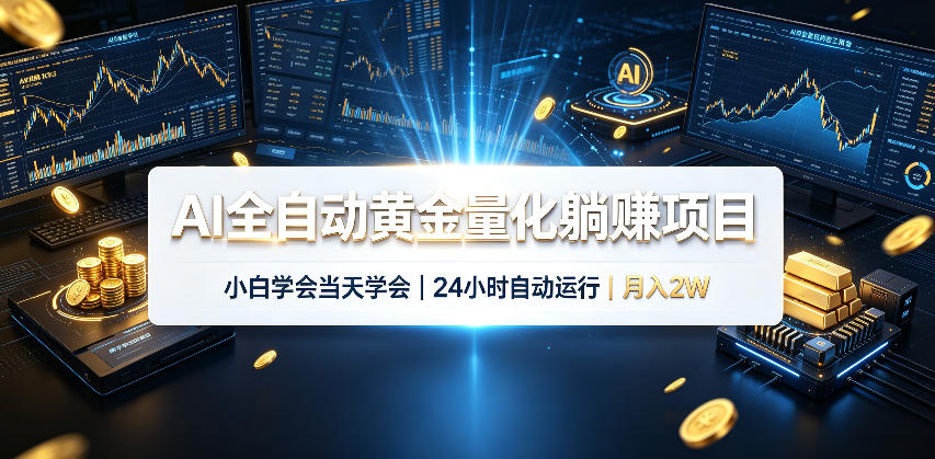 AI全自动黄金量化躺賺项目,小白学会当天学会,24小时自动运行,月入2W!【揭秘】