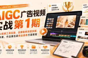 AIGC广告视频实战第1期，主流AI视频工具实操、品牌案例深度拆解、赛事参赛、作品集包装商业接单方面教程