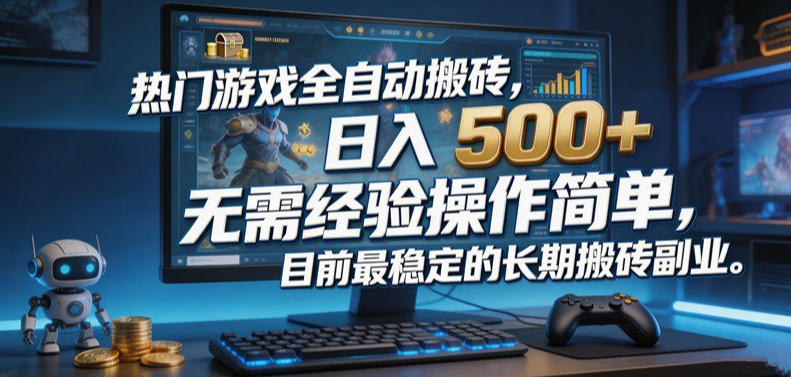 热门游戏全自动搬砖,日入500+,无需经验操作简单,目前最稳定的长期搬砖副业【揭秘】