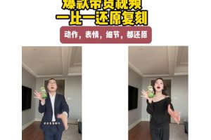 AI带货视频复刻，一比一还原加二创，动作，表情，细节，都还原，新手也能直接套用