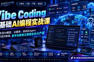 Vibe Coding零基础AI编程实战课-无水印，整合主流AI模型、云服务、自动化Agent、海内外支付体系，新手也能独立做商业化AI产品
