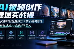 AI视频创作速通实战课｜从优秀案例拆解到五大核心模块落地，零基础速成AI视频创作能力