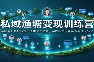 私域渔塘变现训练营：系统学习私域玩法，搭建个人品牌，实现私域流量沉淀与成交转化