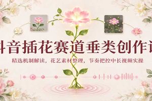 抖音插花赛道垂类创作课：精选机制解读，花艺素材整理，节奏把控中长视频实操