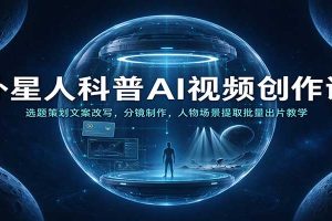 外星人科普AI视频创作课：选题策划文案改写，分镜制作，人物场景提取批量出片教学