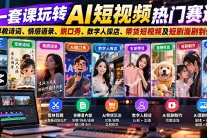 （20964期）一套课玩转AI短视频热门赛道：早教诗词、情感语录、脱口秀、数字人探店、带货短视频及短剧漫剧制作  复制标题